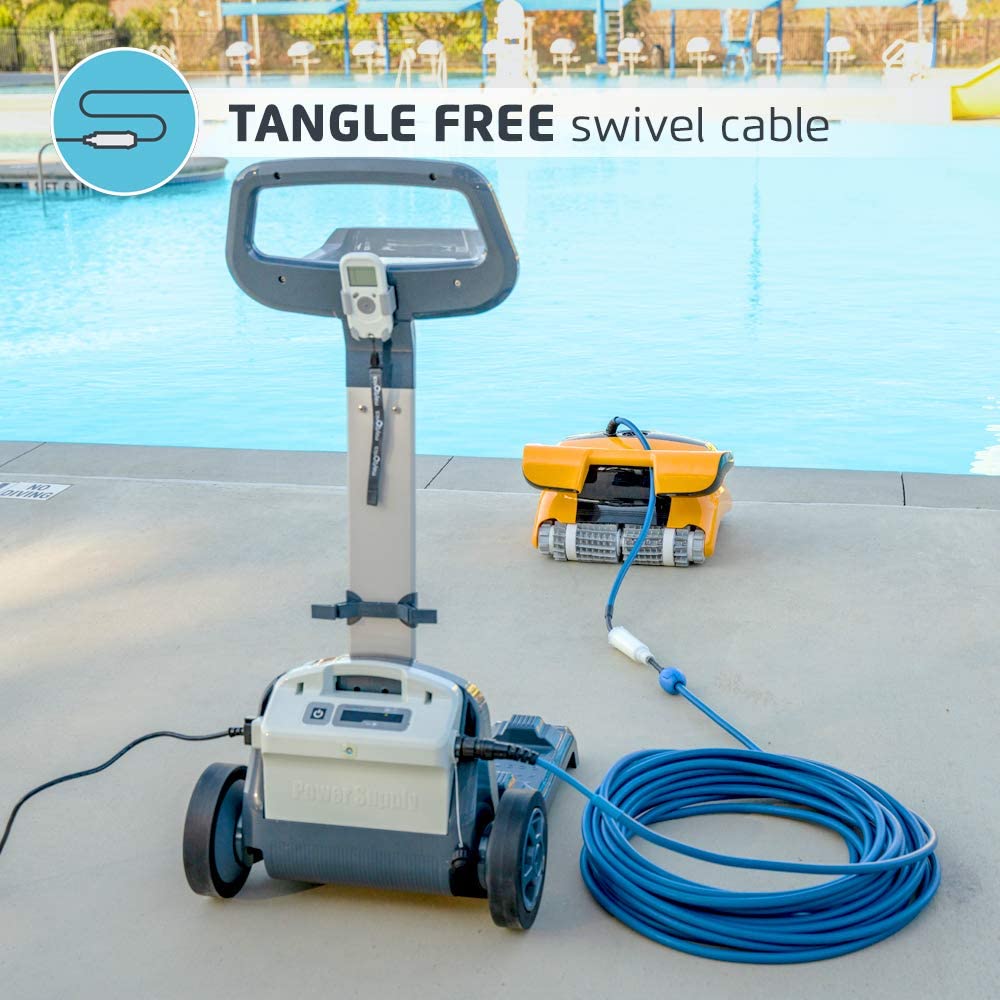 Dolphin Wave 80 swivel cable coiled beside its caddy and power supply